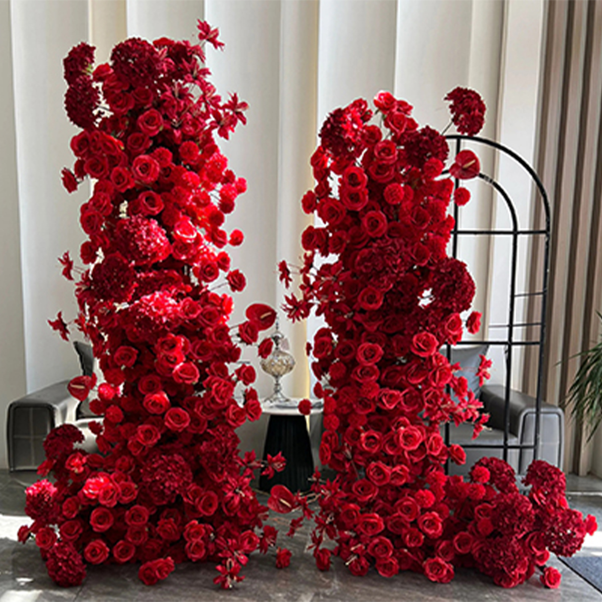 Red Faux Pillar Florals